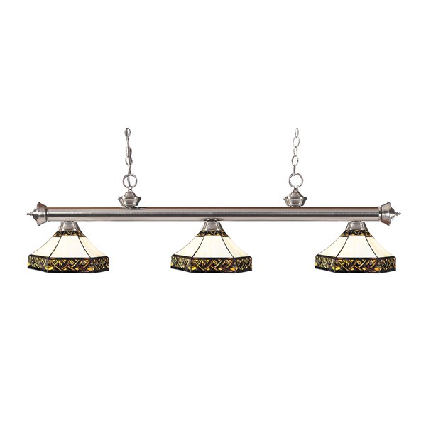 Z-lite 3-light Riviera Brushed Nickel Multi Colored Tiffany-style Billiard Fixture