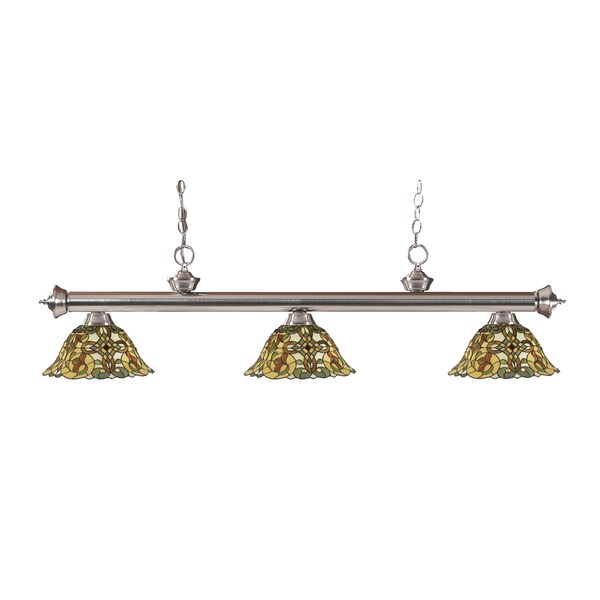 Z-lite 3-light Riviera Brushed Nickel Multi Colored Tiffany-style Billiard Fixture