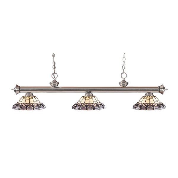 Z-lite 3-light Riviera Brushed Nickel Multi Colored Tiffany-style Billiard Fixture