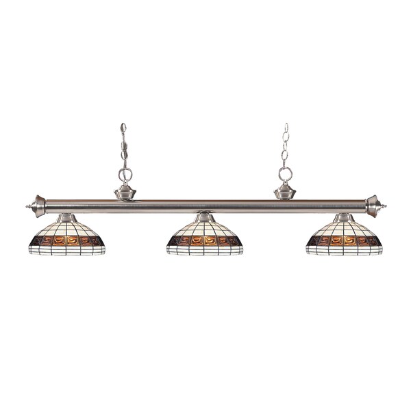 Z-lite 3-light Riviera Brushed Nickel Multi Colored Tiffany-style Billiard Fixture