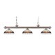 Z-lite 3-light Riviera Brushed Nickel Multi Colored Tiffany-style Billiard Fixture