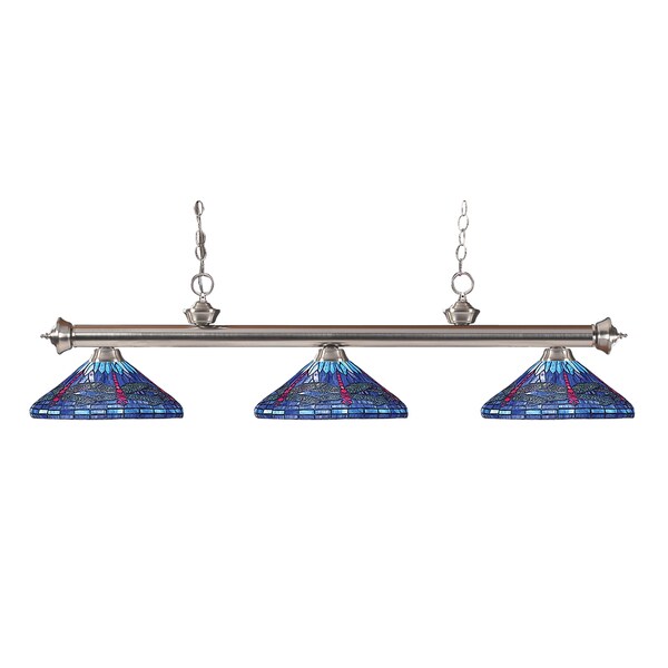 Z-lite 3-light Riviera Brushed Nickel Multi Colored Tiffany-style Billiard Fixture