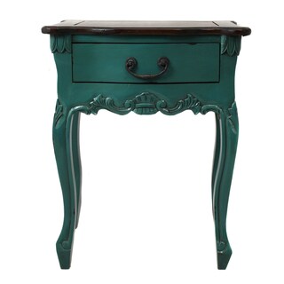 Compare Price Rustic Romance Petite 24-inch Aqua Mahogany Wood Accent Table