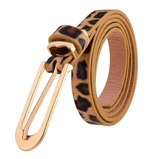 INSTEN Ladies PU Leather Trendy Fashionable Brown Leopard Slim Belt-Image