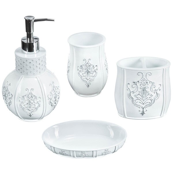 Vintage White 4piece Bathroom Accessory Set Overstock Shopping The Best Prices on Creative