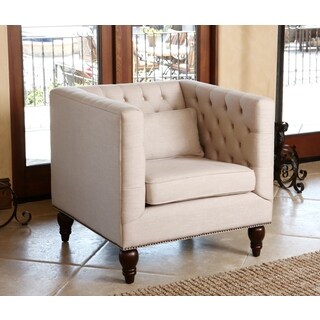 ABBYSON LIVING Mika Wheat Linen Tufted Nailhead-trim Armchair