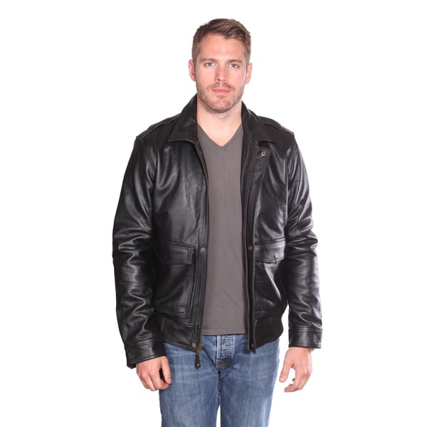 NuBorn Men's 'Roger' Leather Bomber Jacket Thinsulate Lining