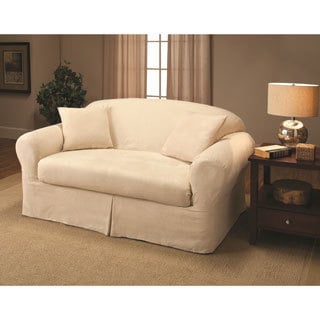 Suede 2-piece Loveseat Slipcover-Image