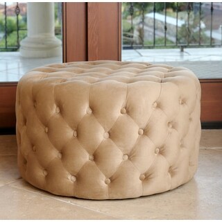 ABBYSON LIVING Ella Gold Tufted Round Velvet Ottoman