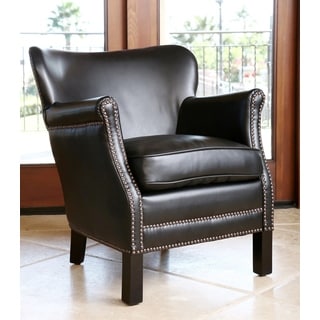 ABBYSON LIVING KIDS Kent Leather Nailhead-trim Kids Black Armchair