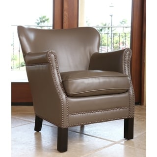 ABBYSON LIVING KIDS Kent Leather Nailhead-trim Kids Taupe Armchair