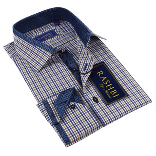 Rashbi Men's Blue Long Sleeve Dress Shirt
