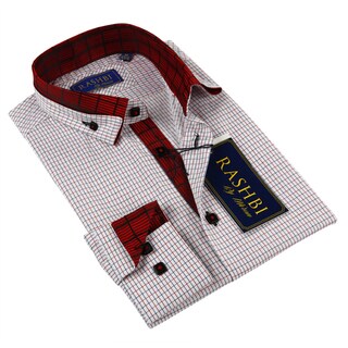 Rashbi Men's Red Check Dress Shirt