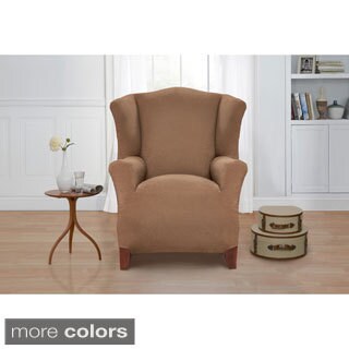 Basketweave Wingback Chair Slipcover-Image