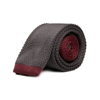 Men's Black and Burgundy Woven Tie-Image