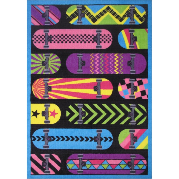 Gnarly Surf Boards Black Accent Rug