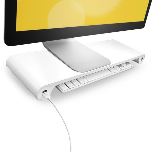 Smart Monitor Stand with Six USB Ports Hub and Keyboard Storage Space
