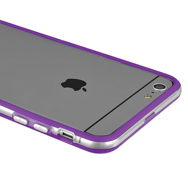 INSTEN TPU Bumper Phone Protector Cover with Aluminum Button For iPhone 6 Plus