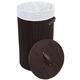 Round Folding Bamboo Laundry Basket with Handles