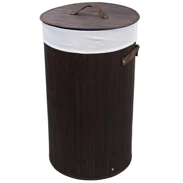 Round Folding Bamboo Laundry Basket with Handles