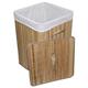 Square Folding Bamboo Laundry Basket with Handle