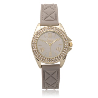 Geneva Platinum Rhinestone Accent Silicone Watch