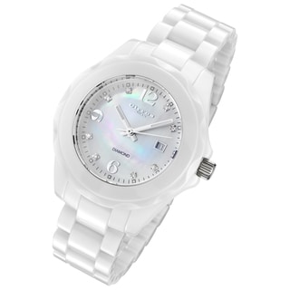 Cirros Milan Women's Pure White Ceramic Diamond Accented Watch