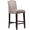 Made to Order Nail Button Arched Barstool in Velvet Light Grey