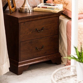 Sale Furniture Of America Venicia Vintage Walnut 2 Drawer Nightstand Az3nbvt