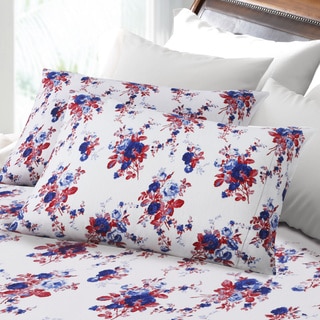 Hemstitched Rose Garden 6-ounce Flannel Deep Pocket Sheet Set