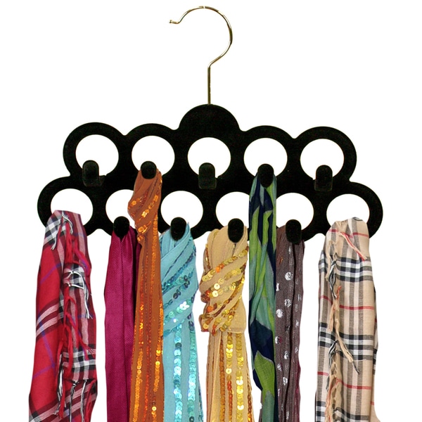 Black Velvet Scarf Hanger with Hooks (3pack) 16768799 Overstock