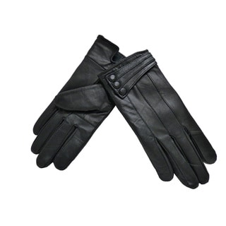 Women's Black Lambskin Leather 3-button Winter Gloves