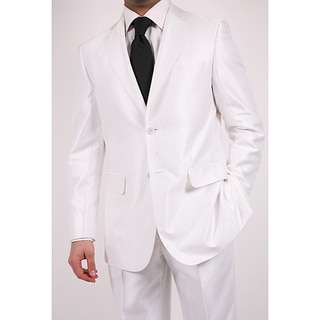 Ferrecci Men's Shiny White Two-button Two-piece Slim Fit 40R-34 Suit (As Is Item)-Image