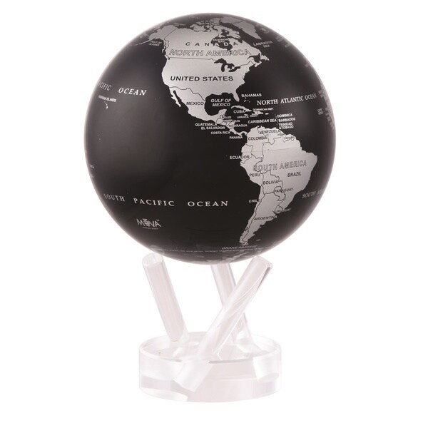 MOVA 4.5-inch Silver/Black Metallic World Globe