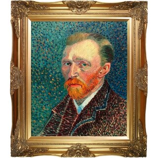 La Pastiche Vincent Van Gogh Self Portrait Hand Painted Framed Canvas