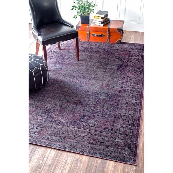 nuLOOM Oriental Vintage Viscose Persian Amethyst Area Rug (7'8 x 9'6