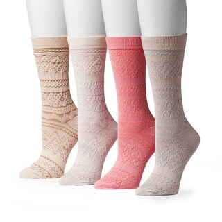 Muk Luks Women's Microfiber Crew Sock Pack (4 Pairs)-Image