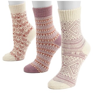 Muk Luks Women's Pastel Holiday Crew Sock Pack (3 Pairs)-Image