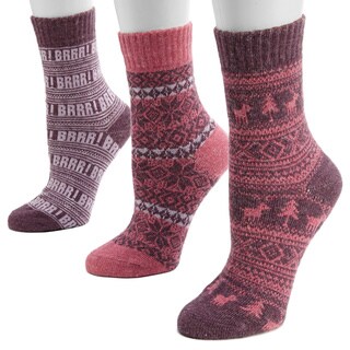 Muk Luks Women's Bright Holiday Crew Sock Pack (3 Pairs)-Image