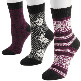 Muk Luks Women's Classic Holiday Crew Sock Pack (3 Pairs)-Image