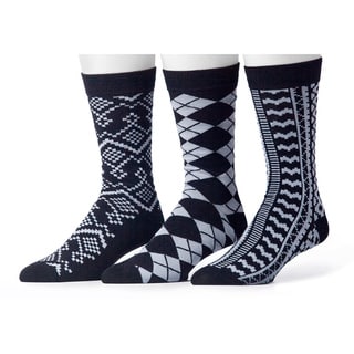 Muk Luks Men's Black Group Patterned Socks (3 Pairs)-Image