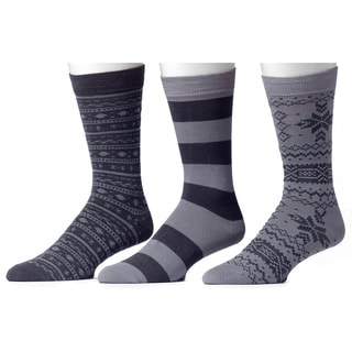 Muk Luks Men's Grey Group Patterned Socks (3 Pairs)-Image