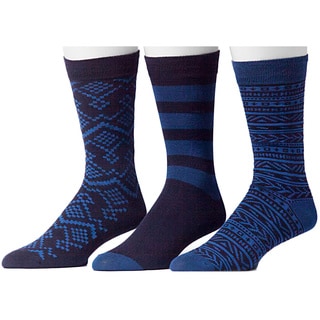 Muk Luks Men's Navy Group Patterned Socks (3 Pairs)-Image