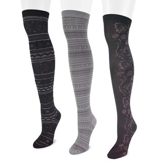 Muk Luks Women's Microfiber Black Over-the-Knee Socks (3 Pairs)-Image