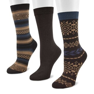 Muk Luks Women's Southwest Pack Crew Socks (3 Pairs)-Image