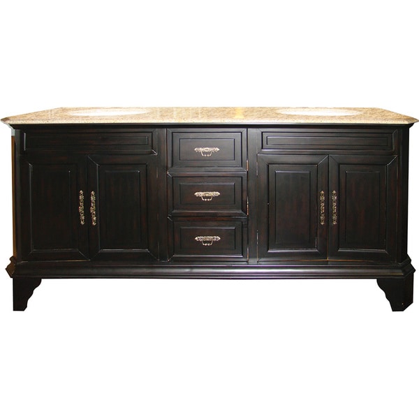 72-inch Wide Double Sink Bathroom Vanity in Mahogany - 16782431 ...