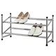 Expandable Chrome-colored 2-tier Shoe Rack
