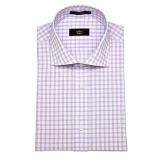 Men's Lavender Grid Slim Fit Dress Shirt-Image