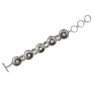 Bleek2sheek Snap-a-doo Collection 5 Snap Base Silver Swirl Toggle Noosa Bracelet-Image