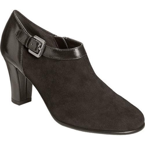 Women's Aerosoles Doodle Side Buckle Suede Heel Black Combo